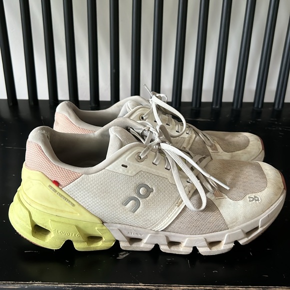 On Cloud Women's Athletic Shoes - White, Pink, Green - Picture 2 of 7